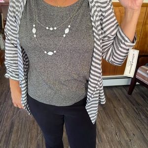 Alfred Dunner tank with attached necklace in cardi